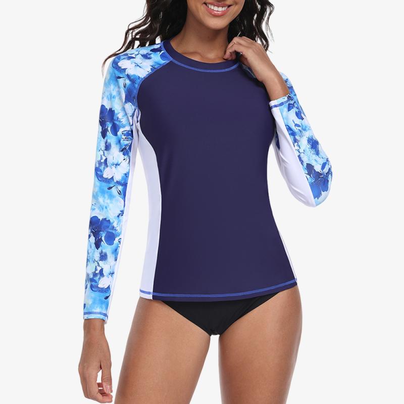 CHARMLEAKS Женский топ с длинным рукавом от солнца Rash Vest UPF 50+ Пляжные топы для плавания (Нет дна)
