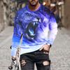 Весенне-осенние футболки с круглым вырезом и 3D-принтом с животным львом, модные повседневные мужские футболки с длинным рукавом