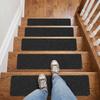 6Pcs Black Frosted Self‑Adhesive Stair Tread Mat Pre-Cut Self-Stick Stair Grip Tape Strips Waterproof Wear-Resistant
