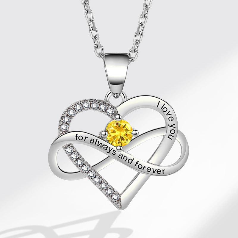 Fashionable Zircon Heart Large 8 I Love You Letter Necklace Women's Versatile Jewelry