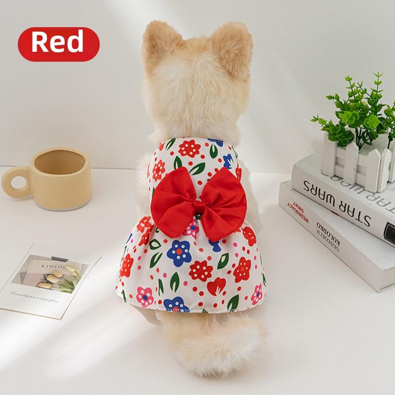 Small Dog Floral Princess Skirt Cat Teddy Than Skirt Dog Bow Skirt Dog