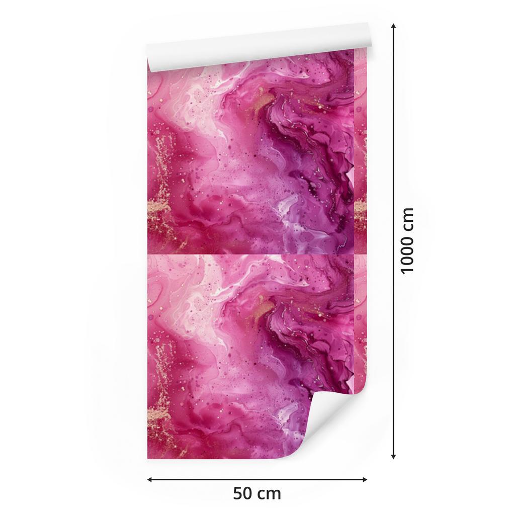 Wallpaper Ink purple, powder pink, pink and purple 50x1000