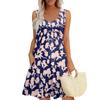 Women's Summer Casual U-shaped Tie Pocket Popular Floral Print Dress