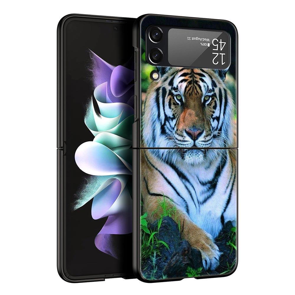 Чехол для телефона Z Flip 4 для Samsung Galaxy Z Flip 3 5G ZFlip3 Flip3 zflip Flip4 черный жесткий чехол для ПК тигр лев леопардовый чехол