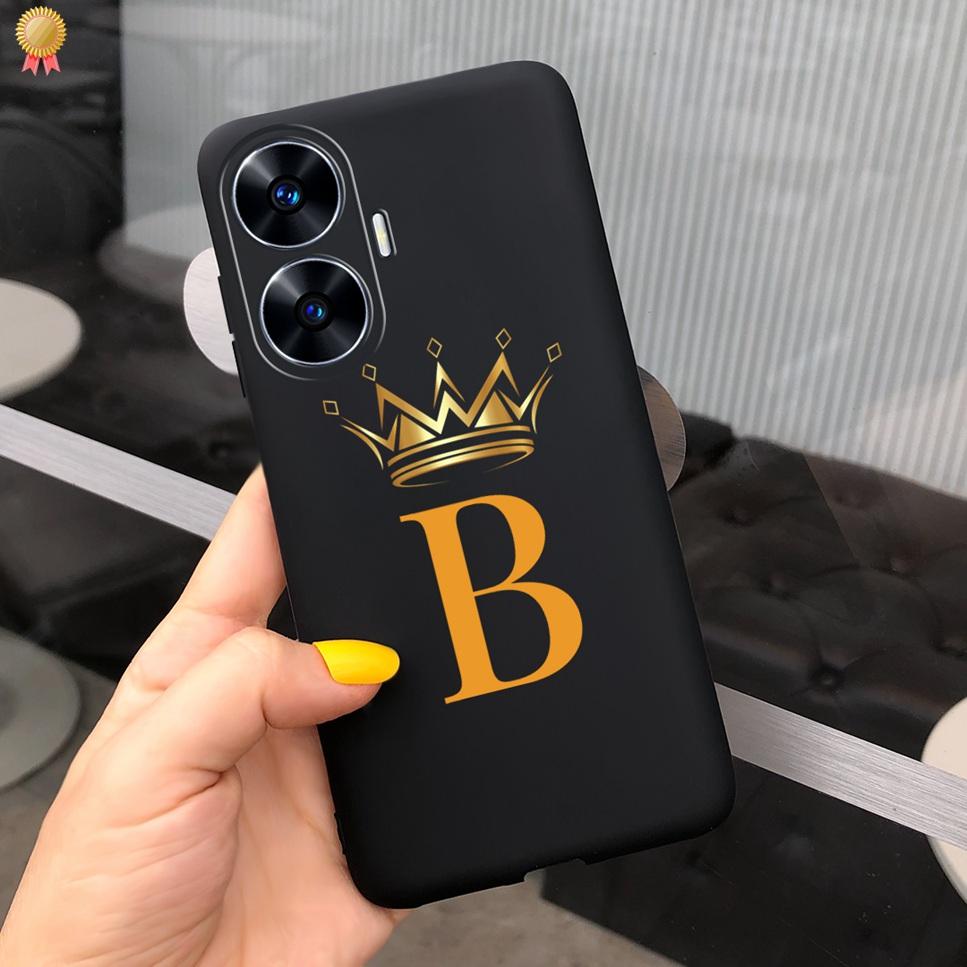 Для Realme C55 C 55 6.72'' Чехол Нежные Милые Буквы 3D Корона Цветы Матовый Ударопрочный Мягкий ТПУ Силиконовый Чехол для Телефона Задняя Крышка