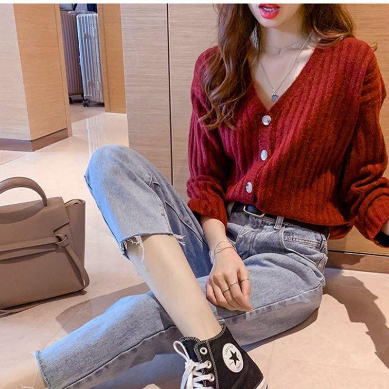 WTEMPO Женский вязаный кардиган на пуговицах, свитер с длинным рукавом, свободные трикотажные топы, женские однотонные трикотажные куртки, пальто, рубашки