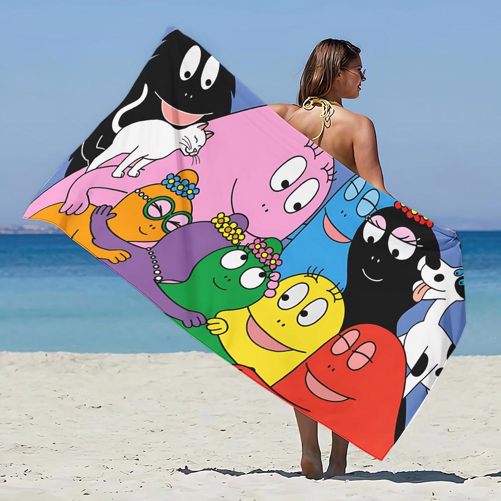 Cartoon Barbapapa Beach Towel Microfiber Sand Free Quick Dry Soft Sandproof Pool Towels Gift for Women Travel Gym Shower Camping