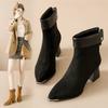 2025 Metal Pointed Giant High-heeled British-style Thin Boots Martin Boots Women's Autumn and Winter Thick Heels New Short Boots Look Good