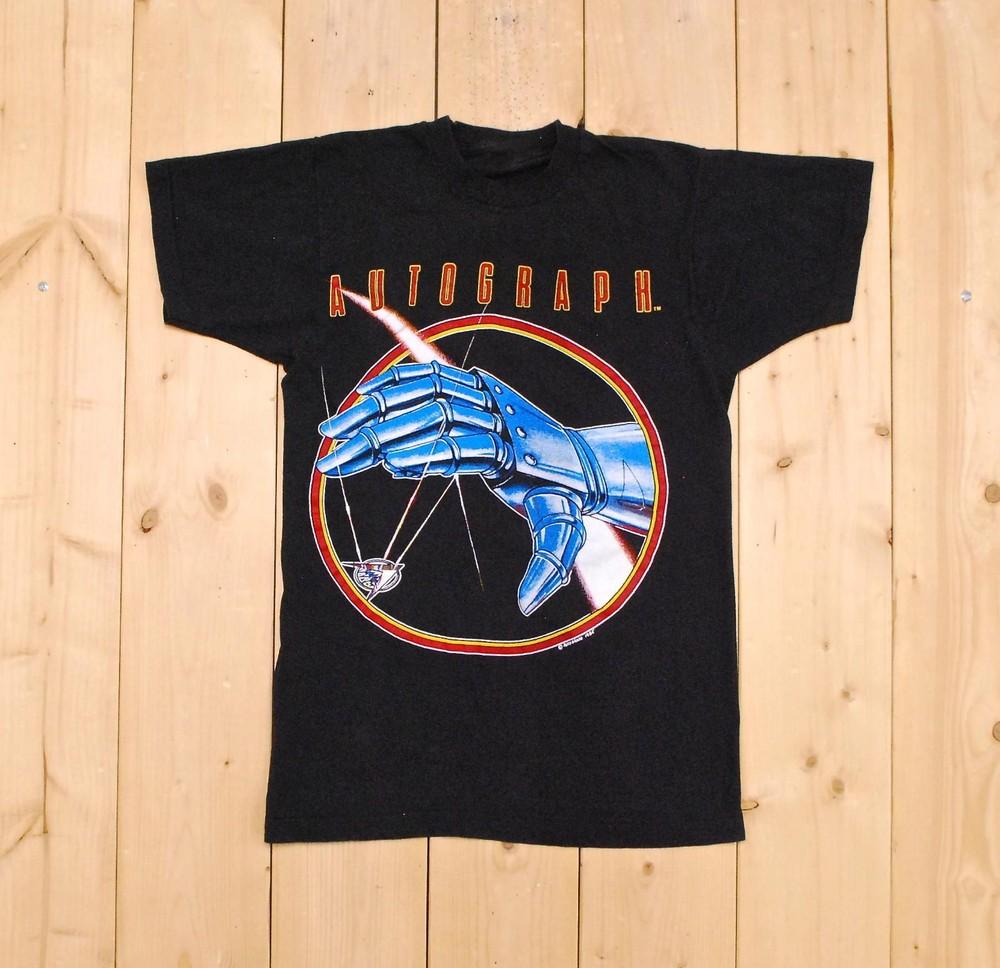 Vintage 1985 AUTOGRAPH Band Tour Shirt Short Sleeve Black Unisex S-5XL Unisex T-Shirt