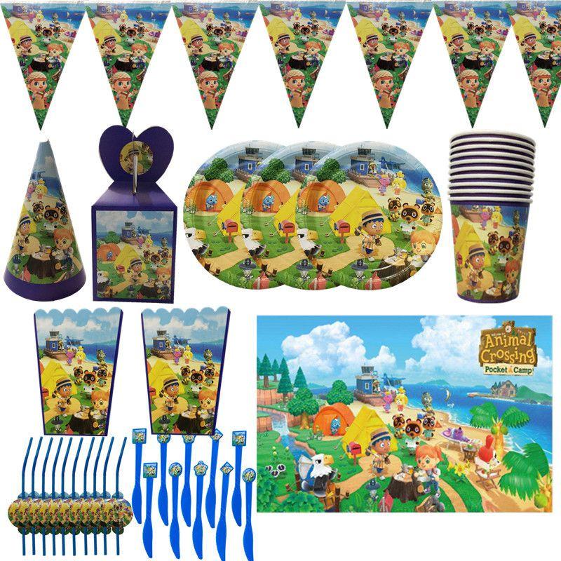 Очаровательные товары для вечеринки Animal Crossing для детей. Улучшите атмосферу дня рождения тарелками и скатертью.