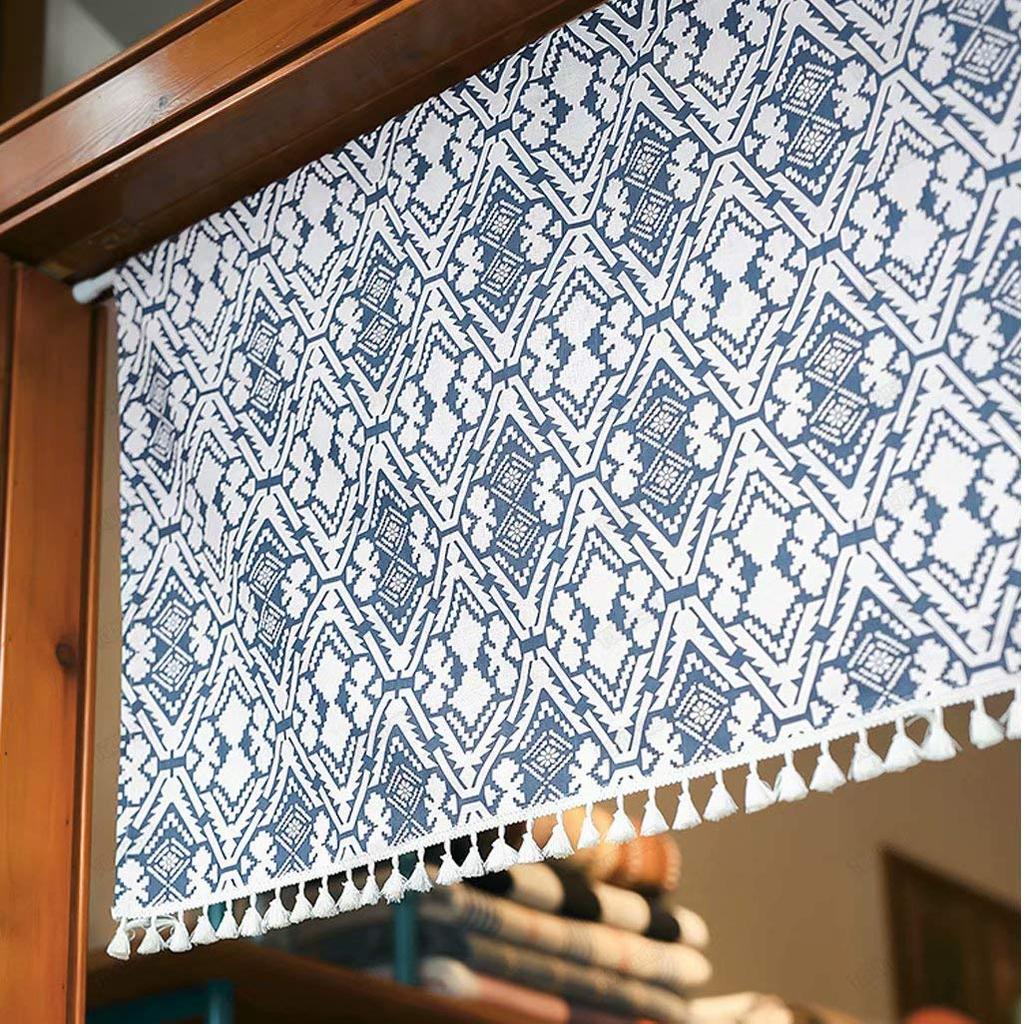 Cafe Curtains for Small and 45cm Geometric Diamond Japanese Coffee Kitchen TODO Windows, 60cm, 90cm, Lengths, Pattern, Style, Privacy, Decoration,