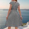 Summer Women's Dress Round Neck Elegant Fashion Printed Pleated Dresses