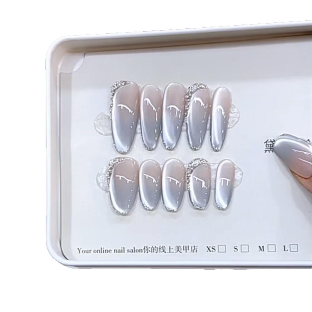 Pure Hand-dressed Armor Spring and Summer New Sea Salt Moonlight Ice-transparent Cat Eye Pure Lustful Nail Art Patch