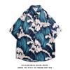 Short-Sleeved Shirt Men's Summer Thin Ruoshuai Hawaiian Hong Kong Style Ins Japanese-Style Retro Over Printed Shirt Ice Silk