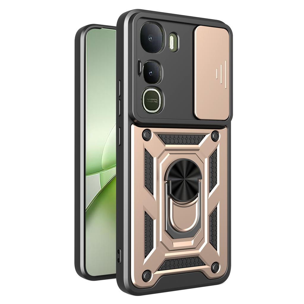 Чехол для vivo Y400 5G с выдвижной крышкой камеры, PC+TPU, подставка, чехол для телефона