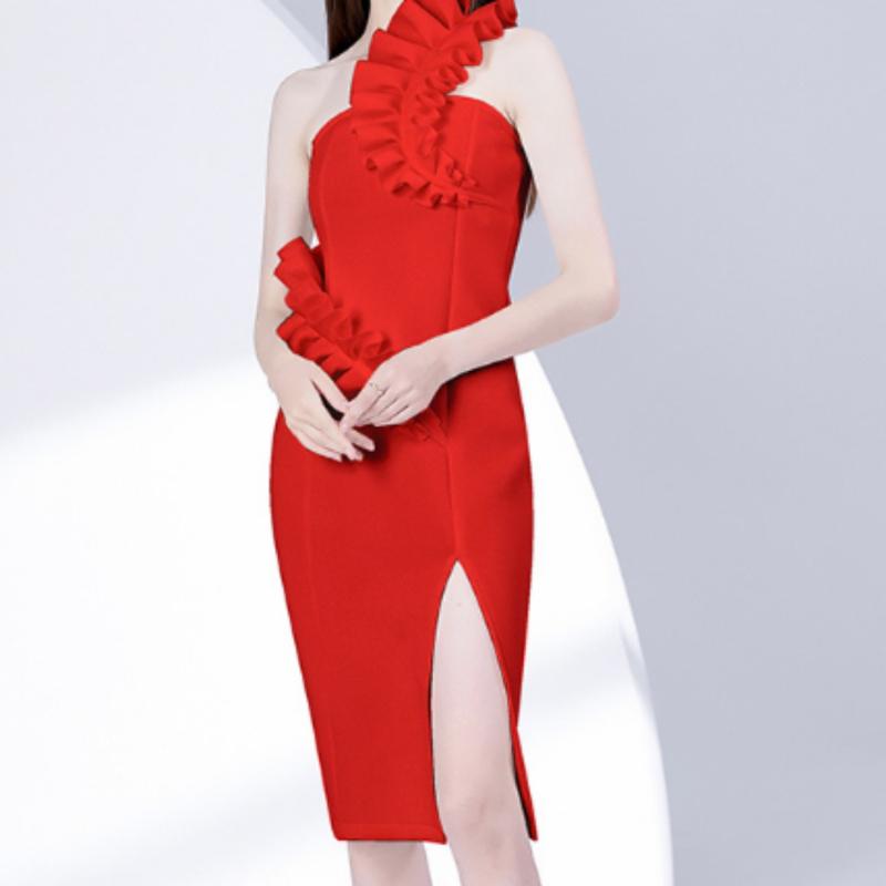 Шикарное цельное платье без бретелек с открытыми плечами, женское сексуальное платье без рукавов с плиссированными оборками, женское корейское модное винтажное вечернее платье 2025