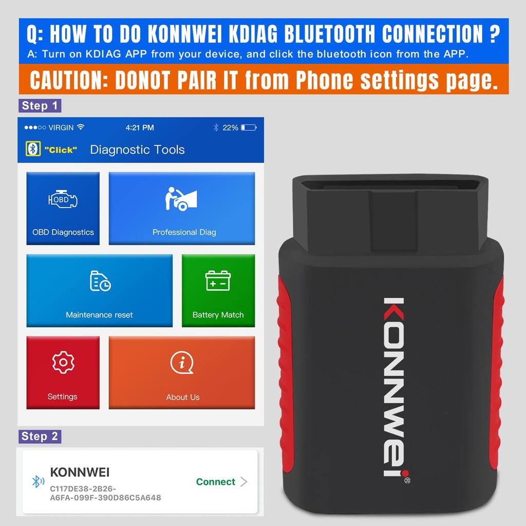 KONNWEI KDIAG Bluetooth OBD2 полная система сканер автоматический сброс сканера SAS EPB сервис ECU программатор OBD OBD2 автомобильный диагностический инструмент
