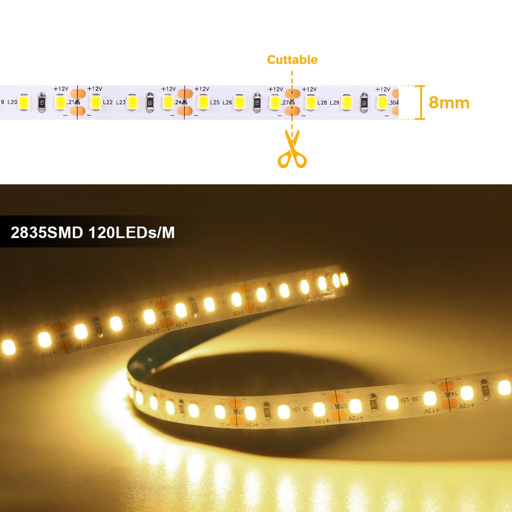 5M 10M Double Layer Copper FPCB LED Strip Light DC12V 24V 120LEDs/M High Brightness SMD 2835 Diode Tape Room Decoration Bar Lamp