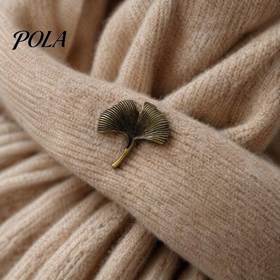Women Lapel Pin Men Suit Pin, Feather Apricot Leaf Design Brooch Scarf Fixing Zinc Alloy for Shirt Collar Coat Cardigan
