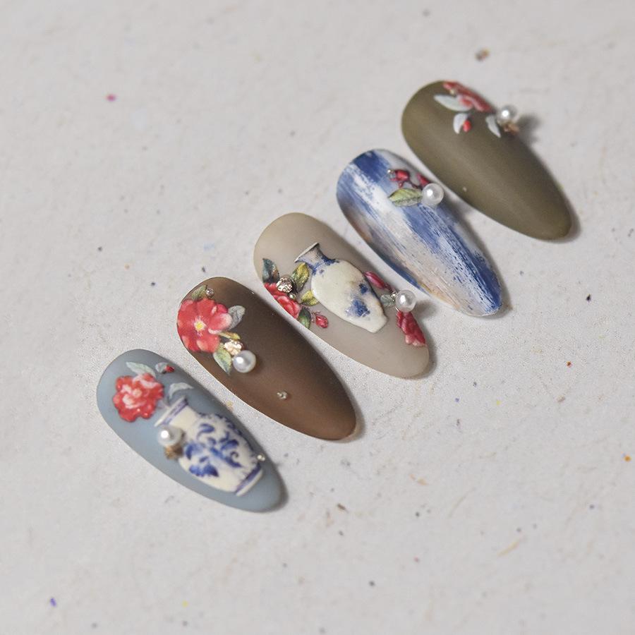 Тонкая жесткая наклейка для ногтей «Камелия» для самостоятельного изготовления украшений, самоклеящаяся