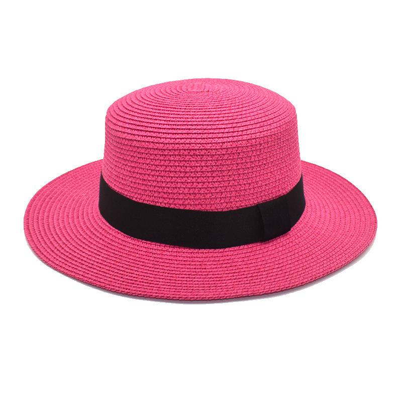 Summer sun protection beach flat top straw hat straw shading hat beach big eaves hat