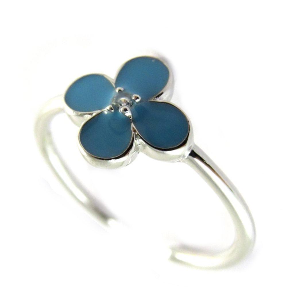 Children's Silver Ring 'Flora' Blue (rhodium-plated) - 9x9x Mm