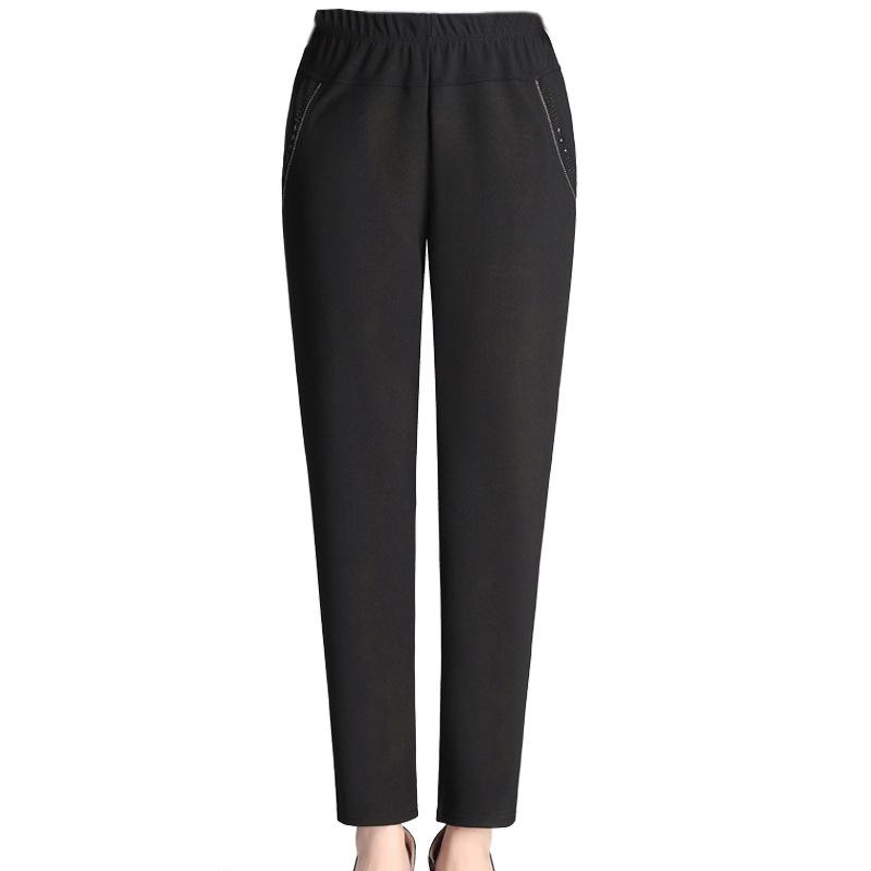 SCIONE Женские брюки среднего и пожилого возраста Повседневные брюки с эластичной талией Свободные брюки для мам