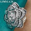 925 Sterling Silver Big Rose Flower Ring For Women Wedding Charm Engagement Party Fashion Jewelry