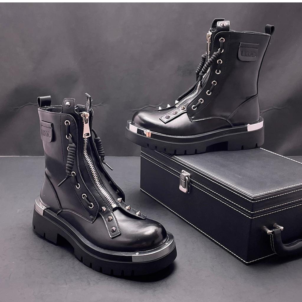 Мода Высокое качество Кожа мужские туфли на платформе лоферы модные панк Кроссовки Повседневная обувь высокие кеды Zapatos Hombre A7