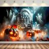 1pc spooky tombstone backdrop banner suitable for Halloween decoration spooky party porch yard decoration
