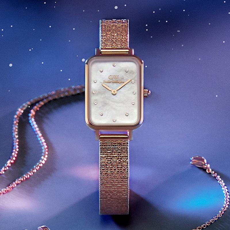 DANIEL WELLINGTON Часы кварцевый механизм стальной ремешок белый циферблат женские часы маленькие квадратные часы DW00100578