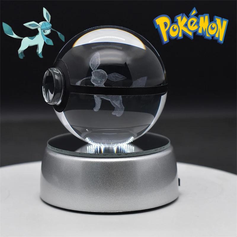 3D Кристальный Шар Фигурки Игрушки Покебол Генгар Гаярдос Мимикью Снорлакс Рейкваза Спригатито Модель С LED Подсветкой Основание Куклы