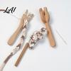 DIY Weaving Kit Wooden Knitting Fork Braiding Tools 4 Set Includes Braider Lucet for Curved Needle And Big Eye Rug Making Bracelet Necklace Gift