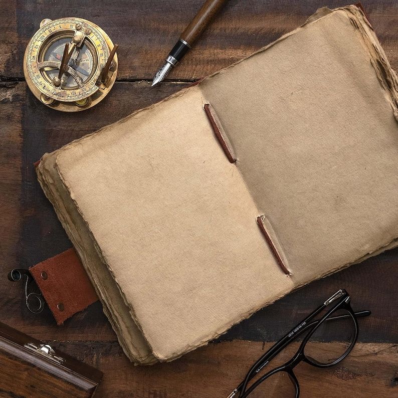 New Vintage Leather Journal Recycled Paper Journal, For Notes, Notebook, Sketch Book, Diary, Handmade Book