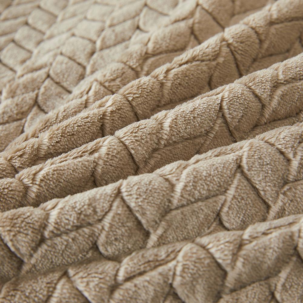 Wheat Ear Jacquard Coral Fleece Blanket - Thickened Flannel Throw for Air Conditioning or Gift