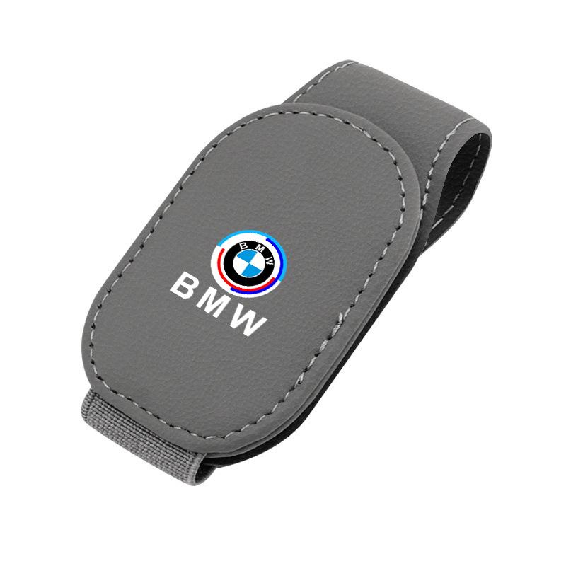 SHEJ3 Leather/Carbon Fibre Car Glasses Clip Sunglasses Bracket Cards Case For BMW 50th Anniversary 1 3 5 7 series E83 F16 E70 X1 X2 X3