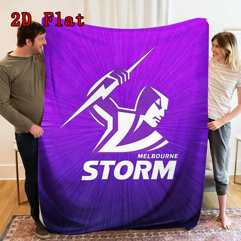 Melbourne Storm print 2D Flat Pattern Flannel Blanket High quality All Seasons Warmth and Comfort Perfect for Christmas Gifts.