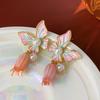 Light Luxury Butterfly Earrings Oil Drop Sweet Stud Earrings Elegant Vintage Earrings Women  Party