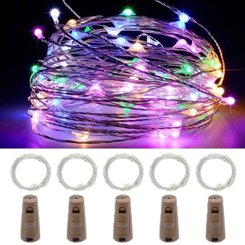 Bar LED Wine Bottle Cork 1M 2M String Lights Christmas Decoration Led Lamp Bottle Fairy Lights Holiday Copper Wire Lights String