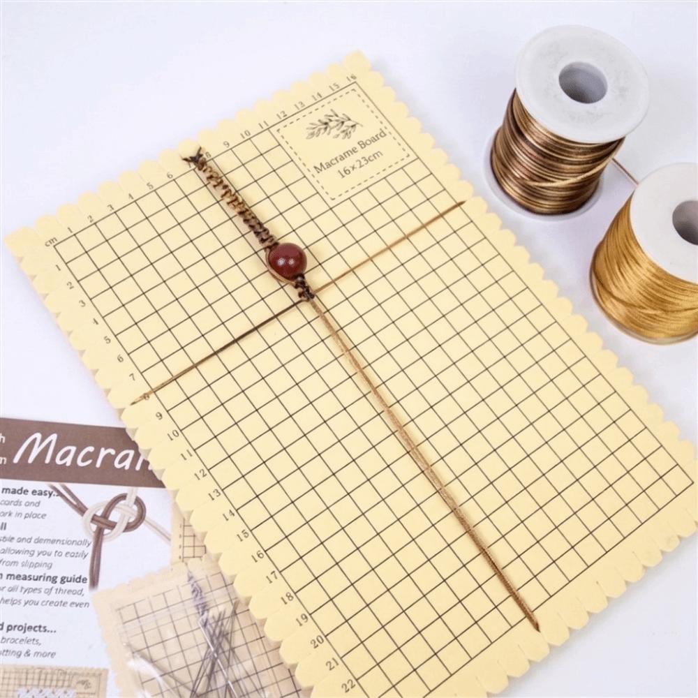 DIY Craft Thick Foam Macrame Board and Pins Kit 6x9in 16x24cm Grid Board Lightweight Portable Knotting Board Bracelet Making