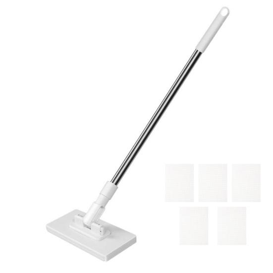 Мини-швабра Snap Grip Zero Touch со сменной тканью, ленивая швабра, швабра с длинной ручкой и плоской головкой с фиксацией, со шваброй для подметания для влажной и сухой уборки дома, ванной комнаты