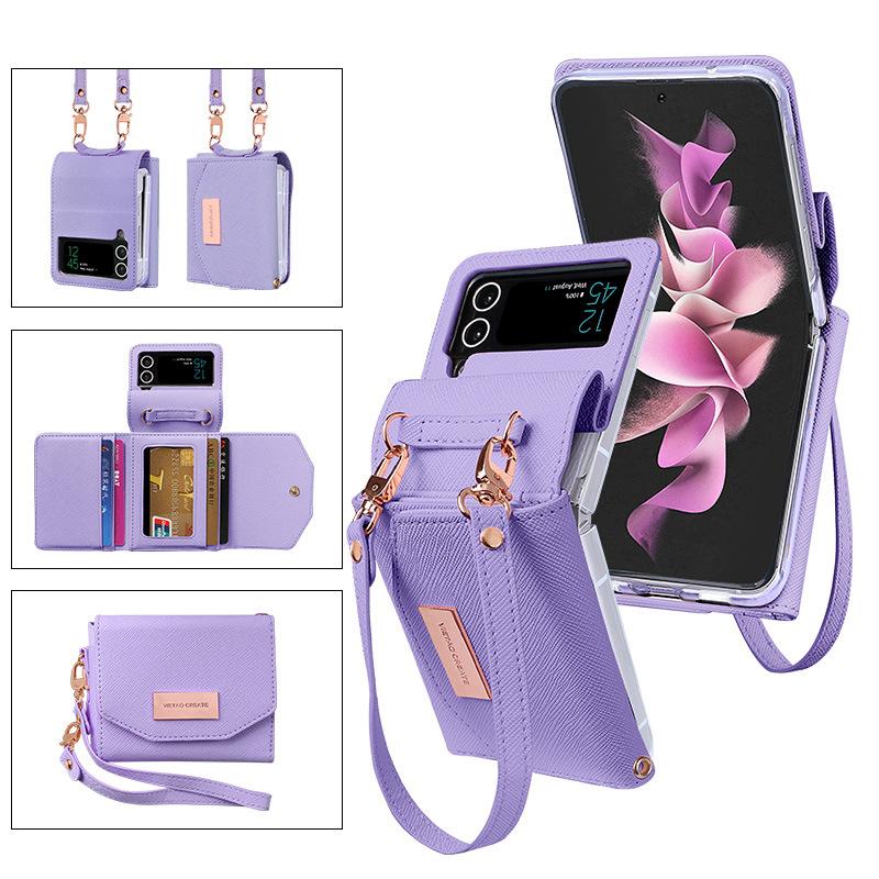 Lanyard Holster Card Case For Samsung Galaxy Z Flip 6 5 4 3 Handheld Wristlet Wallet Purse Cover For Z Flip3 Flip4 Flip5 Flip6