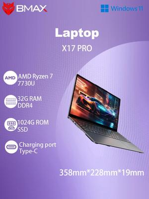 Ноутбук BMAX X17 Pro AMD Ryzen 7 7730U 15,6'' 32 ГБ + 1 ТБ SSD Графика AMD Radeon, 1920x1080 Частота обновления