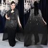 European & American Fashion Women's Rhinestone Bodycon Transparent Shawl Dress