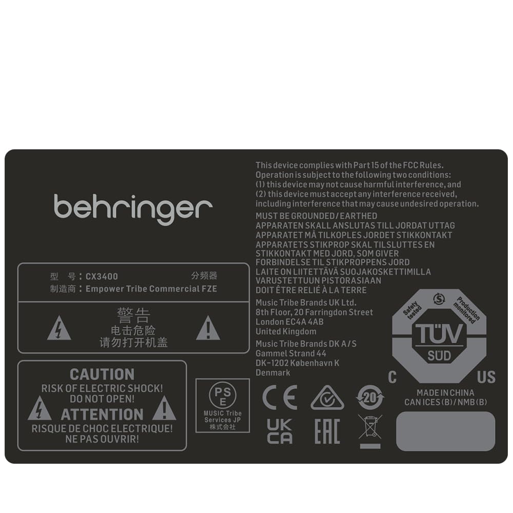 Behringer Кроссовер Behringer Стерео Моно Выход Сабвуфера 1U Размер CX3400 V2 2-полосный/3-полосный 4-полосный