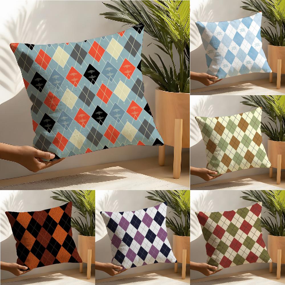 Classic British Argyle Pattern Pillow Case linen pillow case sofa home decor cushion cover cushion cove