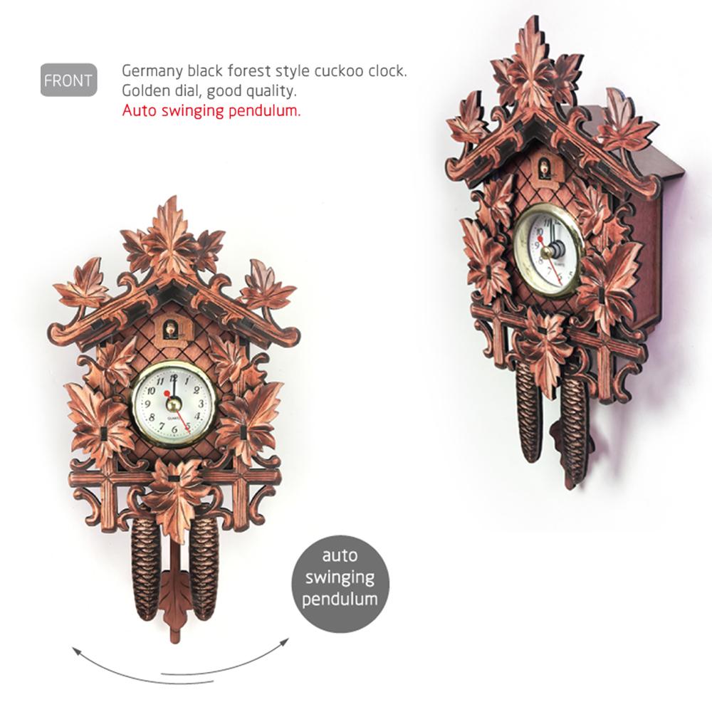 Cuckoo Wall Clock Bird Wood Hanging Art Clock Swing Alarm Home Cafe