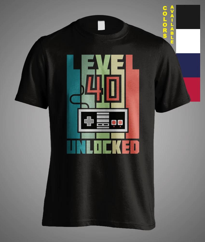 Level 40 Unlocked Vintage Retro Game Console Gamer Funny Birthday Gift T-Shirt