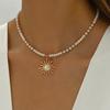 European and American fashion rice bead necklace multi-style star moon sun butterfly devil's eye pendant multi-color spot necklace women