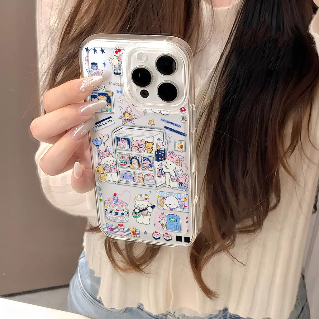 Мечтательный INS Кавайный Мультяшный Щенячий Чехол Для Телефона Для Iphone 17 Air 16 16e 17e 15plus 14 13 12 11 Pro Max Прозрачный Мягкий Прочный Задний Чехол